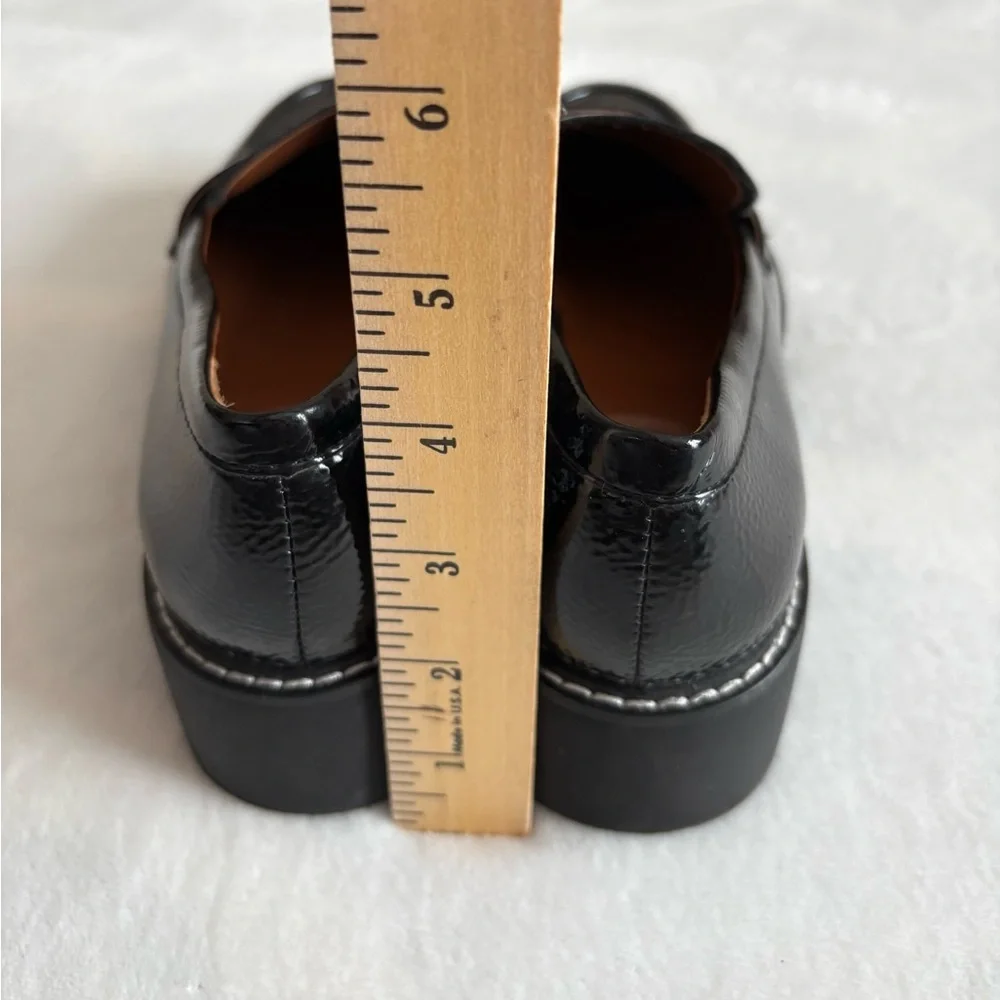 Franco Sarto Loafers Balin Lug Sole Penny Glossy Black Leather Size 6,5 - Picture 4 of 9